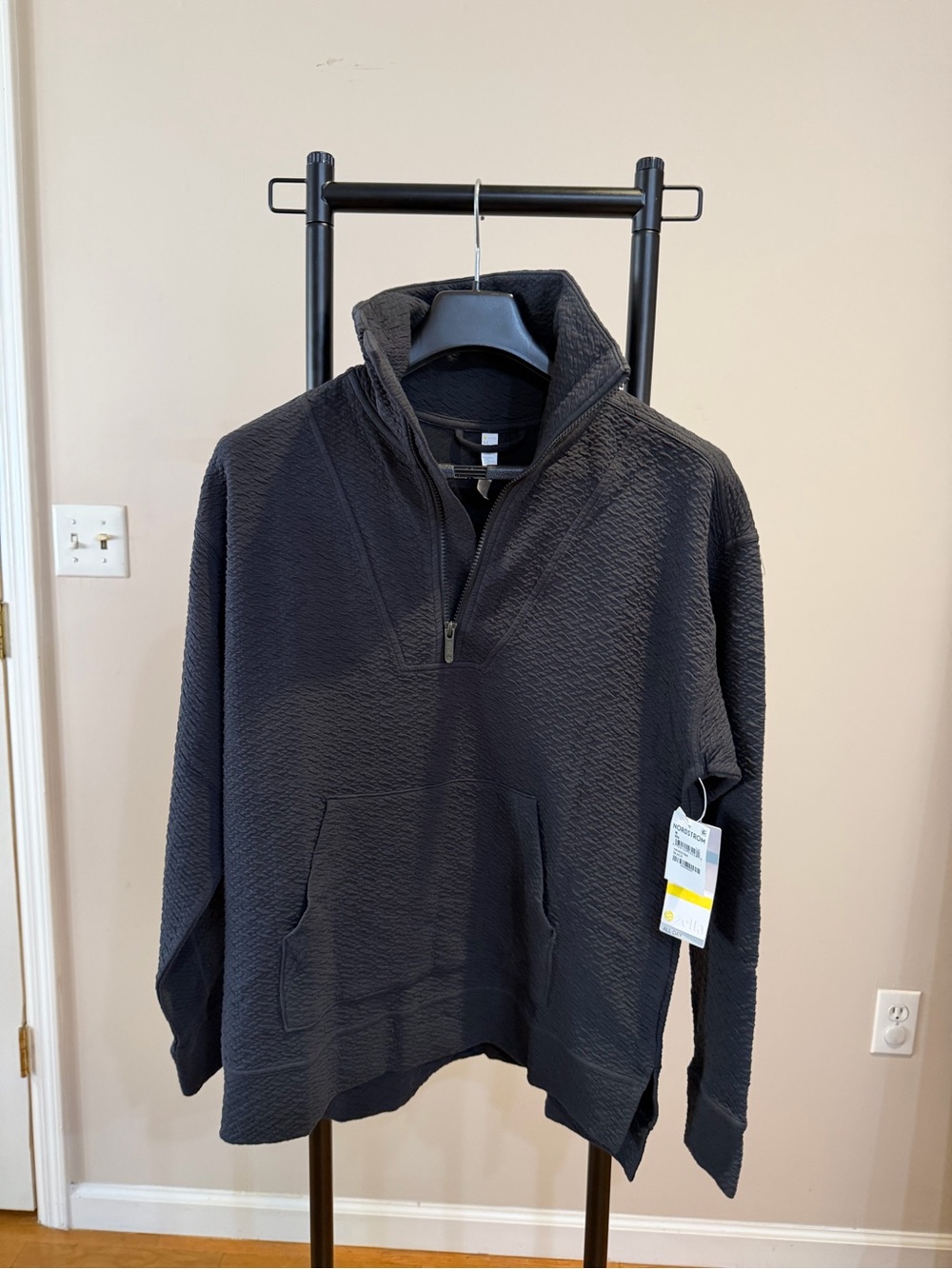 Zella Black Textured Half-Zip Pullover Jacket
